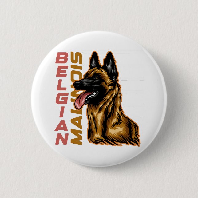 Badge Rond 5 Cm Malinois belge (Devant)