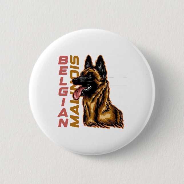 Badge Rond 5 Cm Malinois belge (Devant)