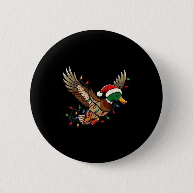 Badge Rond 5 Cm Mallard Duck Light Christmas Hunting Pajama Toddle (Devant)