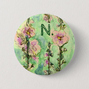 Badge Rond 5 Cm Mallow doux avec votre monogramme