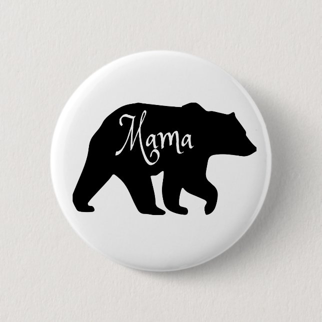 Badge Rond 5 Cm Mama Bear noir et blanc (Devant)