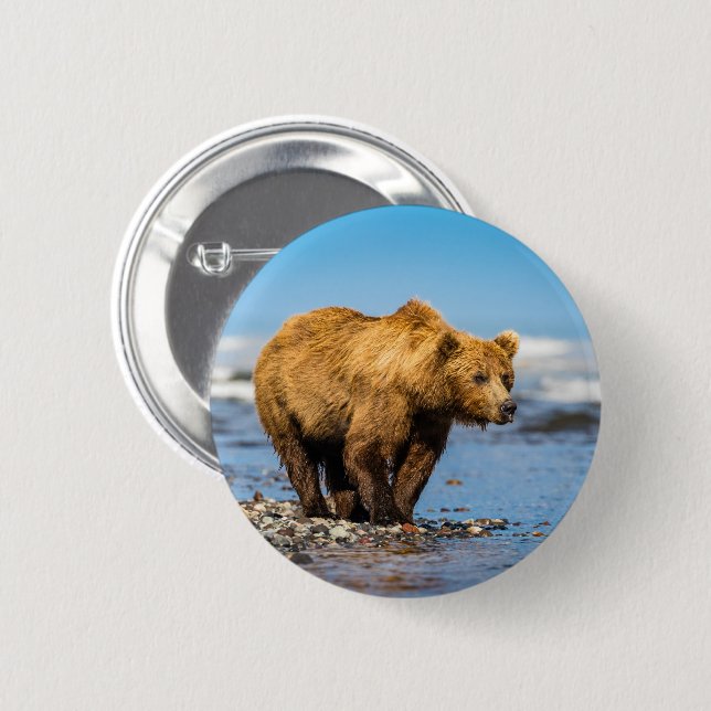 Badge Rond 5 Cm Mama bear watching her two kids (Devant & derrière)