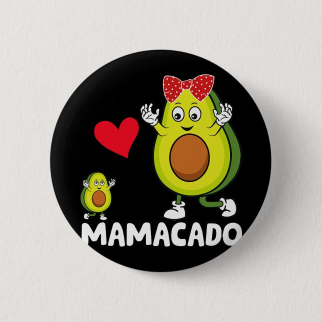 Badge Rond 5 Cm Mama Best Mom Avocado Mamacado Joyeuse fête des mè (Devant)