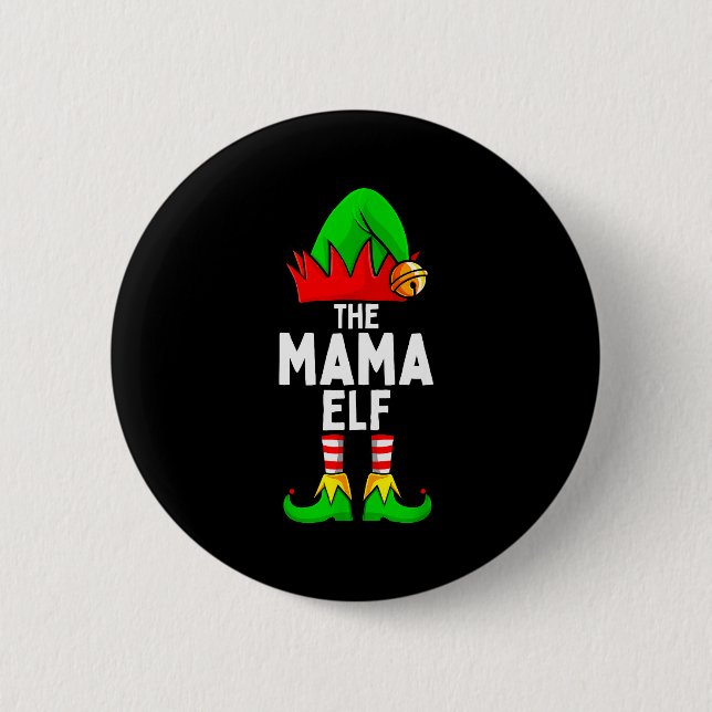 Badge Rond 5 Cm Mama Elf Matching Family Christmas Women  (Devant)