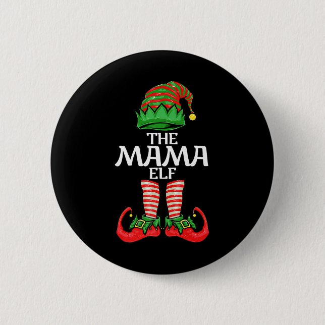 Badge Rond 5 Cm Mama Elf Mother Christmas Family Matching Group Pr (Devant)