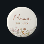 Badge Rond 5 Cm Mama Maman Etabli Baby shower Fleur sauvage<br><div class="desc">Célébrez la belle maman au style radieux avec notre Baby shower Fleur sauvage Terracotta Mama-to-Be Button, un accessoire charmant et chaleureux qui ajoute une touche de beauté naturelle à vos festivités de baby shower. Ce bouton est soigneusement conçu avec des illustrations fleurs sauvages délicates sur un fond de terre cuite...</div>