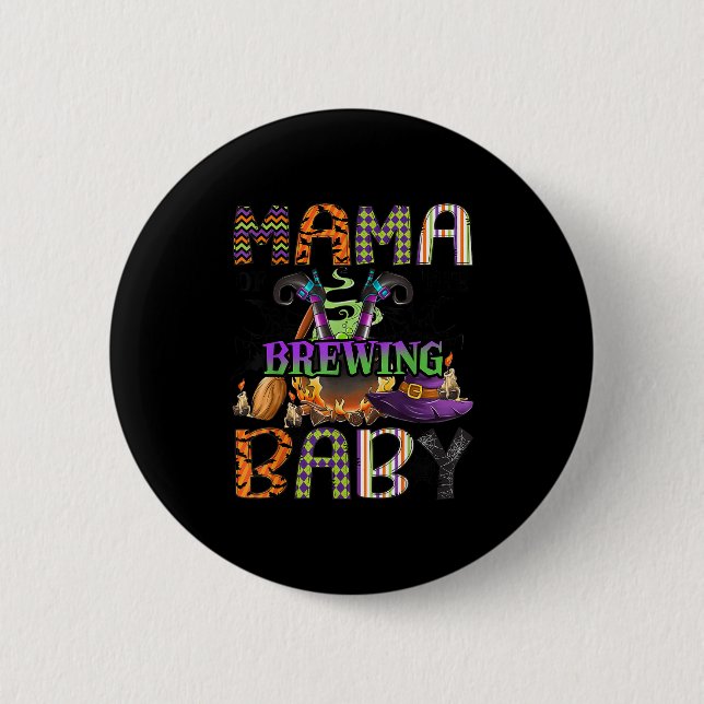 Badge Rond 5 Cm Mama Of Brewing Baby Halloween One Soky Mama  (Devant)