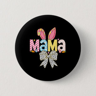 Badge Rond 5 Cm Mama Pâques Coquette Nœud Lapin Famille Assortie E