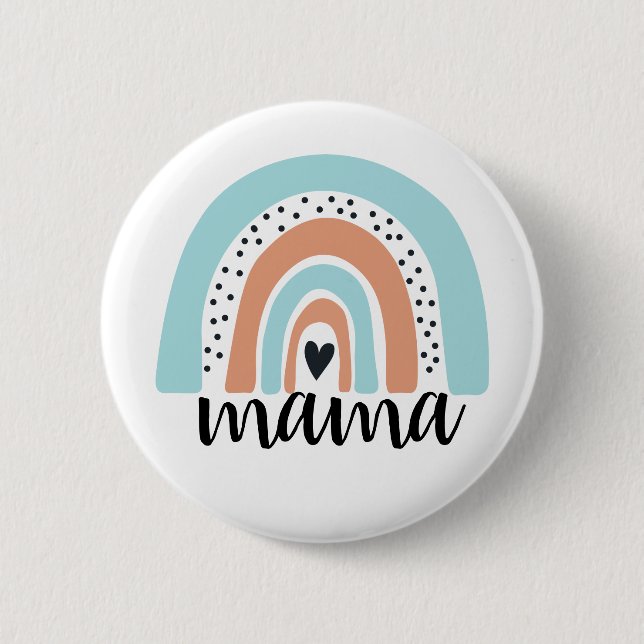 Badge Rond 5 Cm Mama Rainbow Blue Peach (Devant)