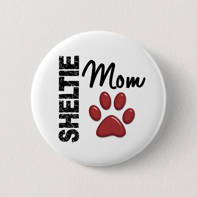Badge Rond 5 Cm Maman 2 de Sheltie (Devant)