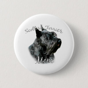 Badge Rond 5 Cm Maman 2 de Terrier d'écossais (noir)