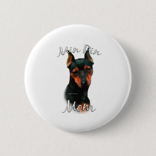 Badge Rond 5 Cm Maman 2 du Pinscher miniature (noir)