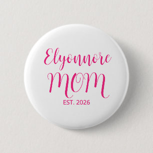 Badge Rond 5 Cm Maman a établi le nom du script rose 