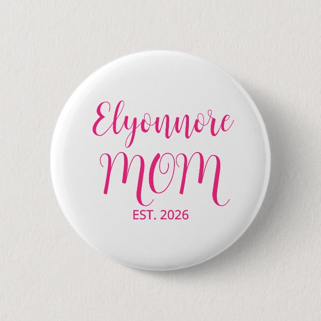 Badge Rond 5 Cm Maman a établi le nom du script rose  (Devant)