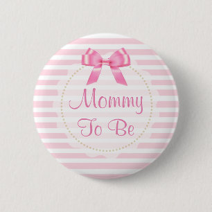 Badge Rond 5 Cm Maman à être bouton rose de baby shower d'arc