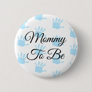 Badge Rond 5 Cm Maman à être Pin bleu de baby shower d'impression