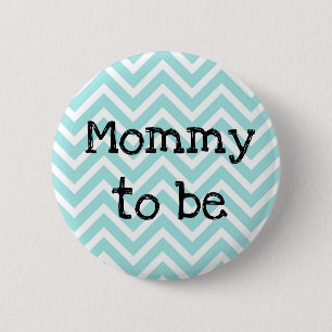 Badge Rond 5 Cm Maman à être turquoise rayé Baby shower Chevron bo