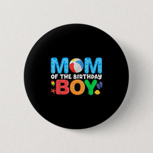 Badge Rond 5 Cm Maman Anniversaire Garçon Enfants Plage Ball Thème