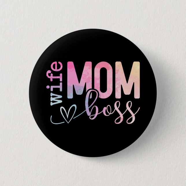 Badge Rond 5 Cm Maman Boss Funny Mothers Day (Devant)