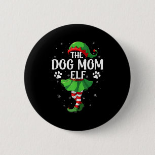 Badge Rond 5 Cm Maman Chien Elfe Noël Filles Femmes Elfe Équipe Xm