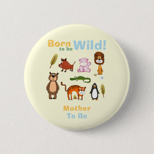 Badge Rond 5 Cm Maman Colorée Future Sauvage Baby Shower Safari