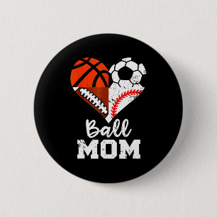 Badge Rond 5 Cm Maman de ballon cœur drôle football basket-ball ba