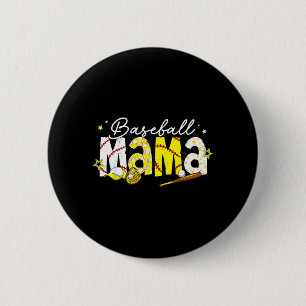 Badge Rond 5 Cm Maman de baseball jour de match pour enfants fille