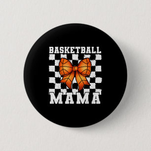 Badge Rond 5 Cm Maman de basket-ball Coquette Bow Jour de match Dr