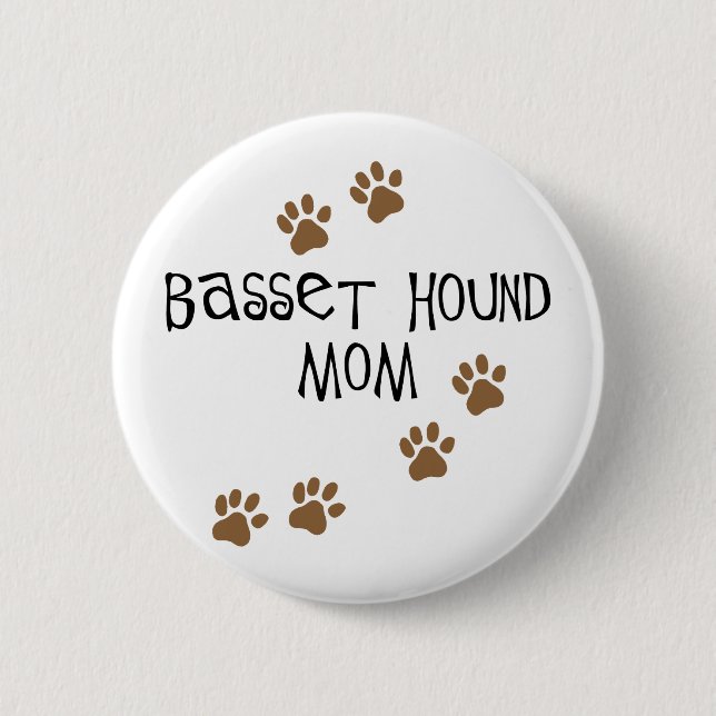 Badge Rond 5 Cm Maman de Basset Hound (Devant)