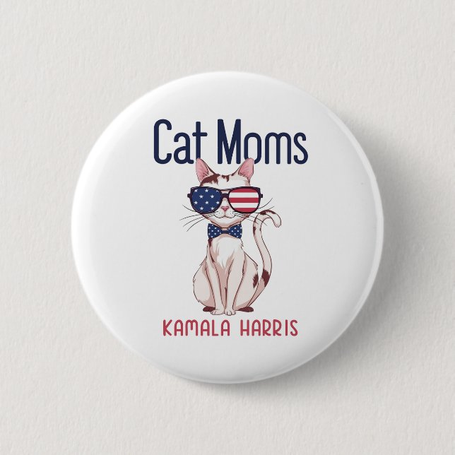 Badge Rond 5 Cm Maman de chat pour Kamala Harris | 2024 (Devant)
