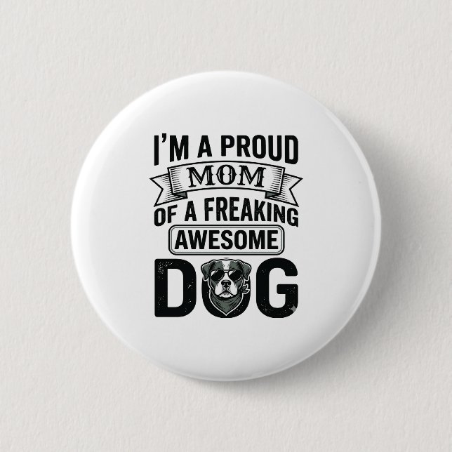 Badge Rond 5 Cm Maman de chien fière dessin vectoriel de gravure v (Devant)