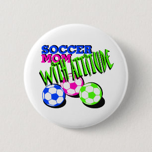 Badge Rond 5 Cm Maman de football avec attitude