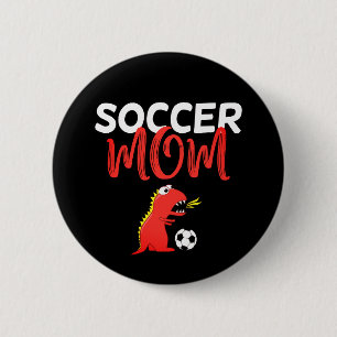 Badge Rond 5 Cm Maman de football mignon T-Rex dinosaure