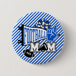Badge Rond 5 Cm Maman de football Royal Blue Noir et Blanc
