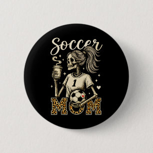 Badge Rond 5 Cm Maman de footballeur squelette café léopard style