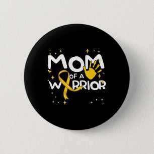 Badge Rond 5 Cm Maman De Guerrier Ruban Jaune Enfance Cancer Aw