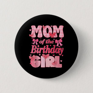 Badge Rond 5 Cm Maman De La Fille Anniversaire Famille Rose Coquet