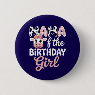 Badge Rond 5 Cm Maman de la fille d'anniversaire Ferme Maman Vache