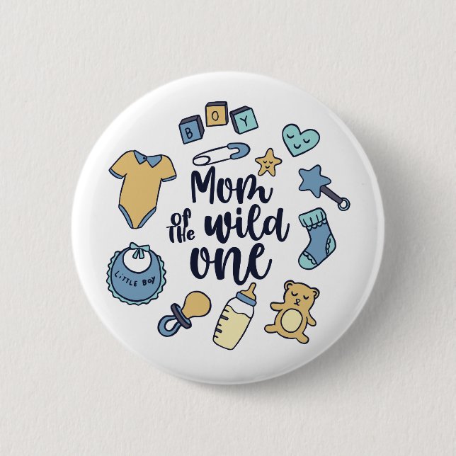 Badge Rond 5 Cm Maman de la nature Un an d'âge premier anniversair (Devant)