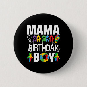 Badge Rond 5 Cm Maman De L'Anniversaire Garçon Autisme Maman