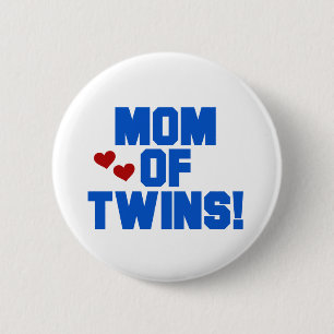 Badge Rond 5 Cm Maman de maillots et cadeaux Twins-Blue Text