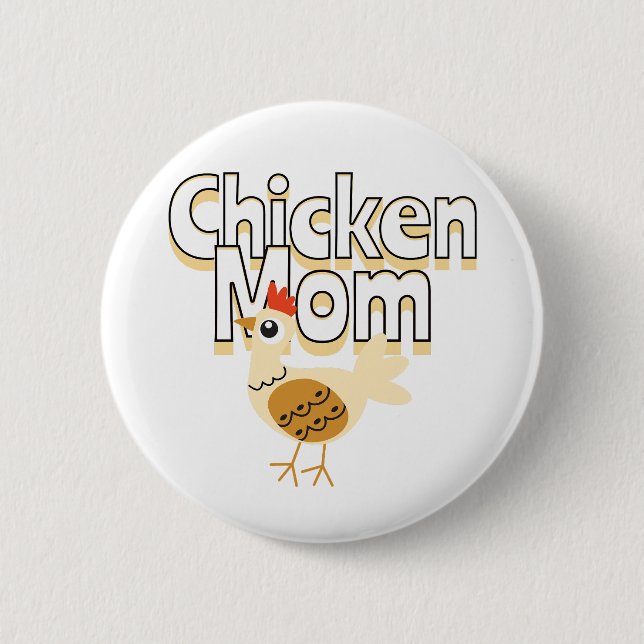 Badge Rond 5 Cm Maman de poulet drôle (Devant)