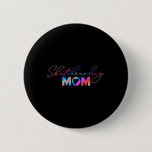 Badge Rond 5 Cm Maman de skateboard arc-en-ciel de la fête des Mèr