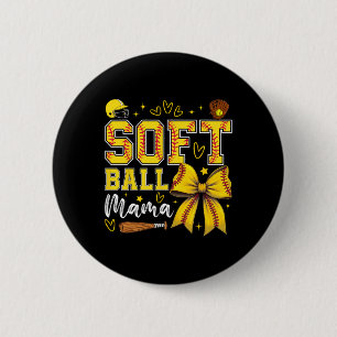 Badge Rond 5 Cm Maman de softball Coquette Arc Maman de softball F