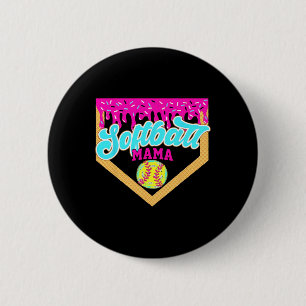 Badge Rond 5 Cm Maman de softball goutte de glace Crème qui goutte