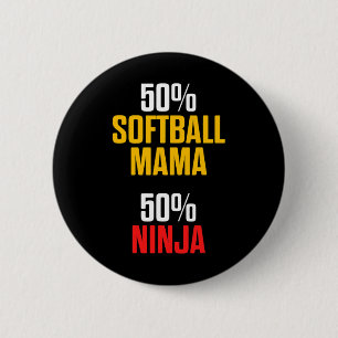 Badge Rond 5 Cm Maman de softball Maman fière Joueuse d'équipe _1