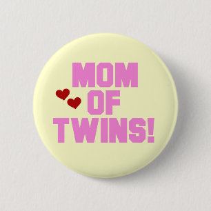 Badge Rond 5 Cm Maman de T-shirts et cadeaux Twins-Pink