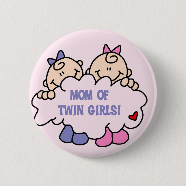 Badge Rond 5 Cm Maman de Twin Girls Tshirts et cadeaux (Devant)