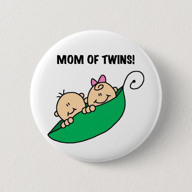 Badge Rond 5 Cm Maman de Twins-Peas dans un Pod Tshirts et cadeaux (Devant)