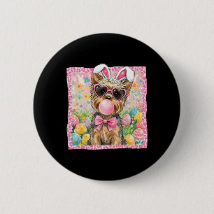 Badge Rond 5 Cm Maman de Yorkie Terrier pour Pâques Lapin de print